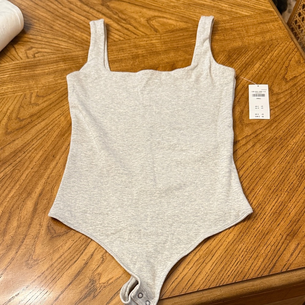 New Abercrombie & Fitch Light Gray Heather Bodysuit Small